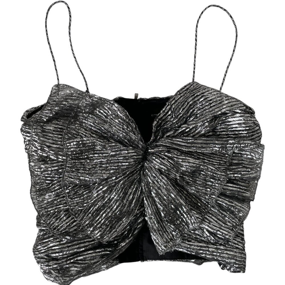 Isabel Marant Tresha Silver Metallic Bow Top Size 2 Bustier Cocktail - Picture 15 of 15